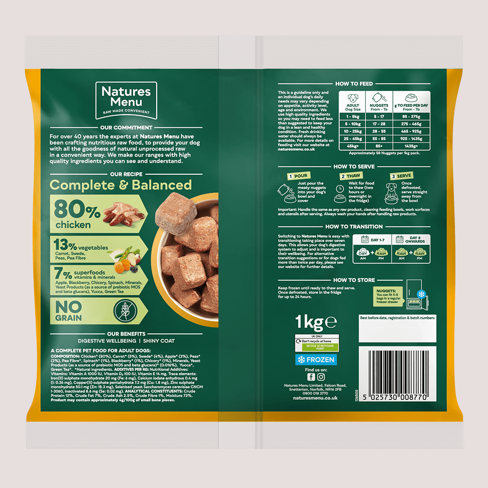 Natures Menu Chicken Nuggets 1kg Natures Menu Puppy Chicken 500g