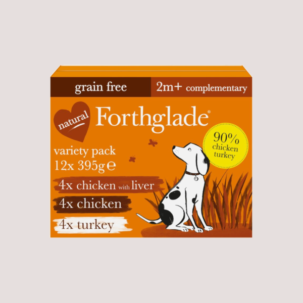 Forthglade Just Chicken Liver, Chicken & Turkey Variety Pack 395gx12