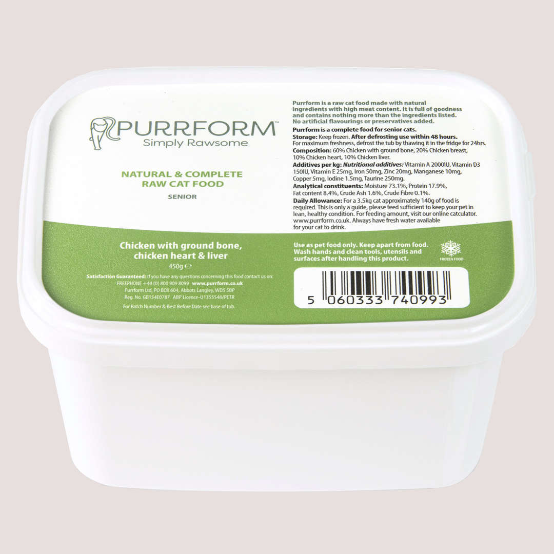 Purrform Senior Chicken With Bone, Liver & Heart 450g