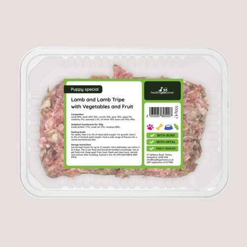 Puppy Raw Minced Lamb & Lamb Tripe 500g