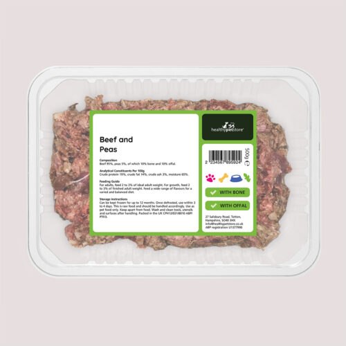 Raw Minced Beef & Peas With Bone & Offal 500g