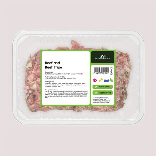 Raw Minced Beef & Tripe With Bone & Offal 500g