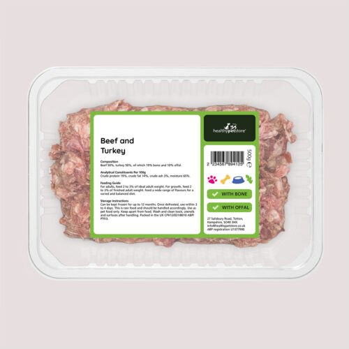 Raw Minced Beef & Turkey With Bone & Offal 500g