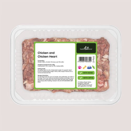 Raw Minced Chicken & Heart With Bone & Offal 500g
