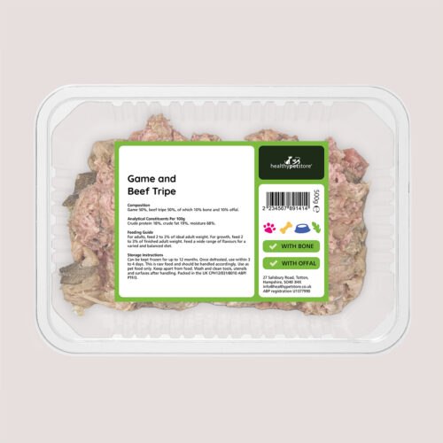 Raw Minced Game & Tripe With Bone & Offal 500g