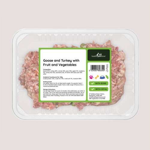 Raw Minced Goose & Turkey With Vegetables & Fruit With Bone & Offal 500g