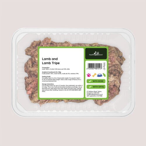 Raw Minced Lamb & Tripe With Bone & Offal 500g