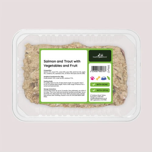 Raw Minced Salmon & Trout With Vegetables & Fruit With Bone & Offal 500g