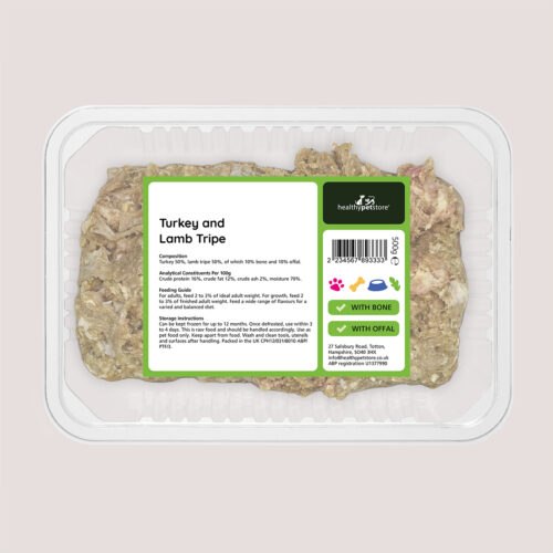 Raw Minced Turkey & Tripe With Bone & Offal 500g