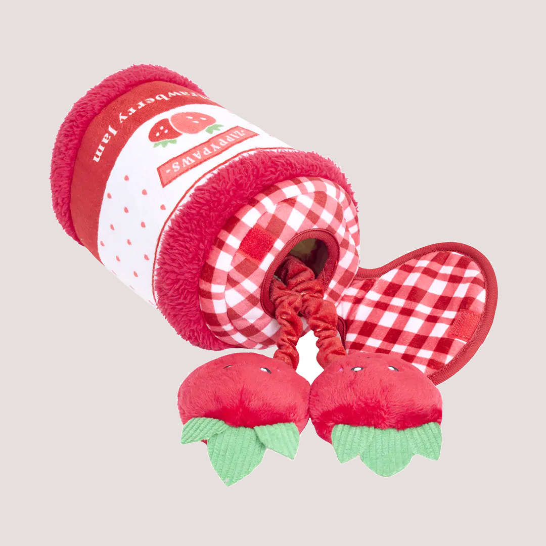 ZippyPaws Bungee Burrow Strawberry Jam Jar