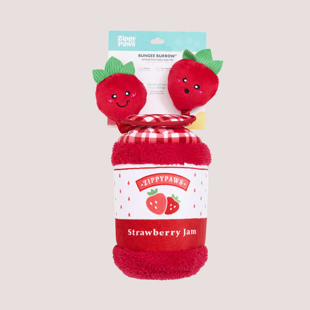 ZippyPaws Bungee Burrow Strawberry Jam Jar