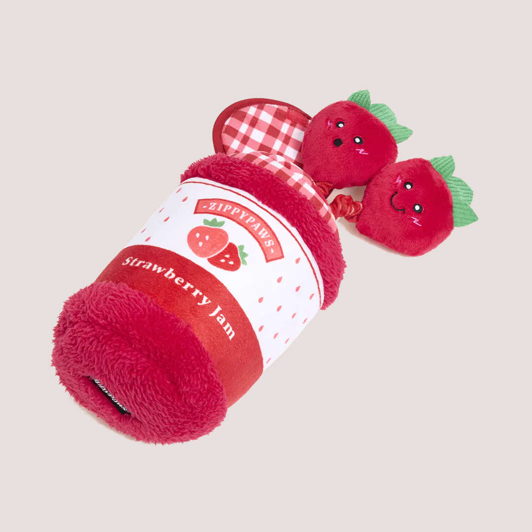ZippyPaws Bungee Burrow Strawberry Jam Jar