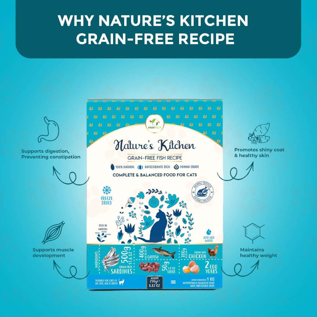 Pawfect Nature's Kitchen Freeze Dried Fish Cat Food 250g