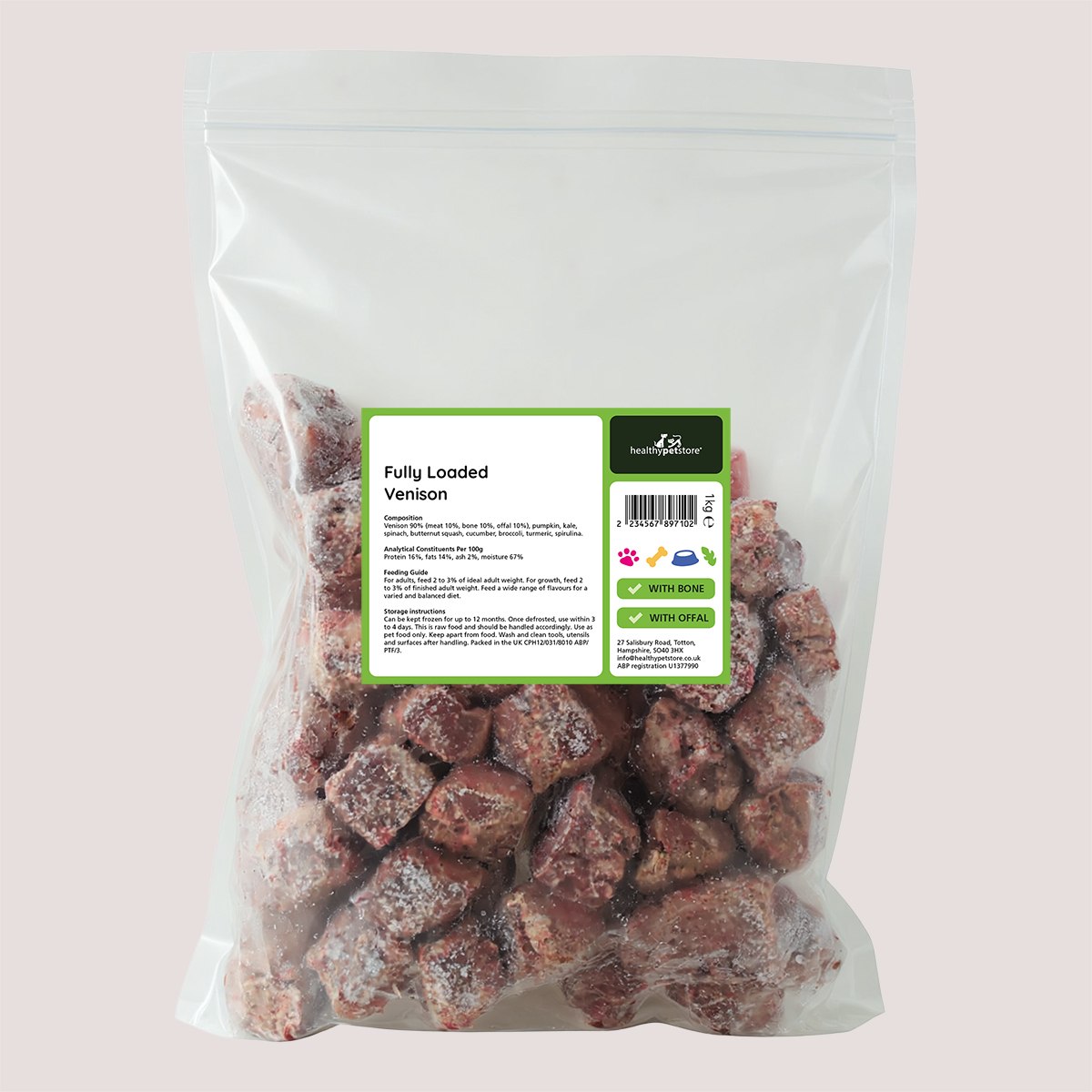 Fully Loaded Venison Raw Nuggets For Dogs 1kg