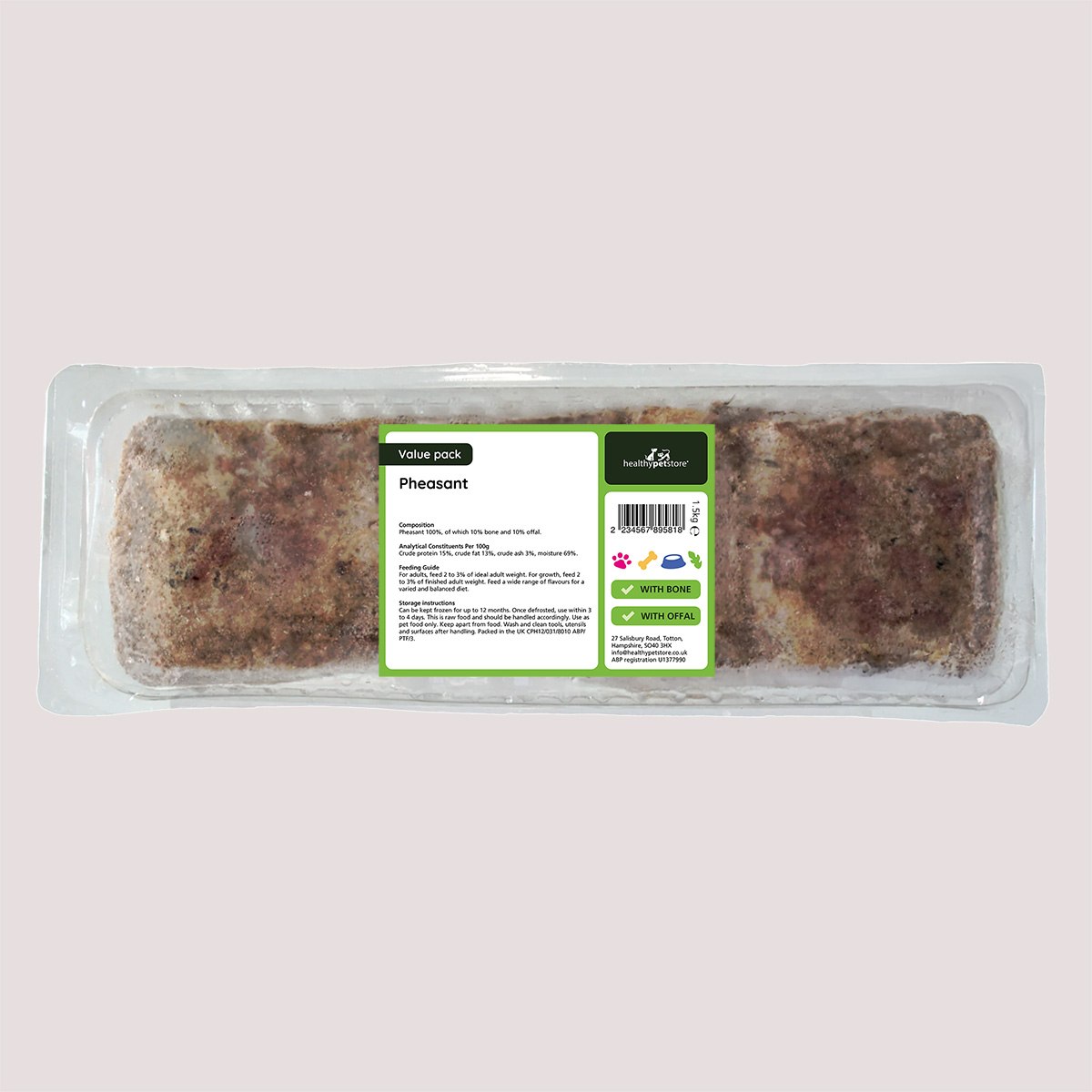 Raw Minced Pheasant With Bone & Offal 1.5kg